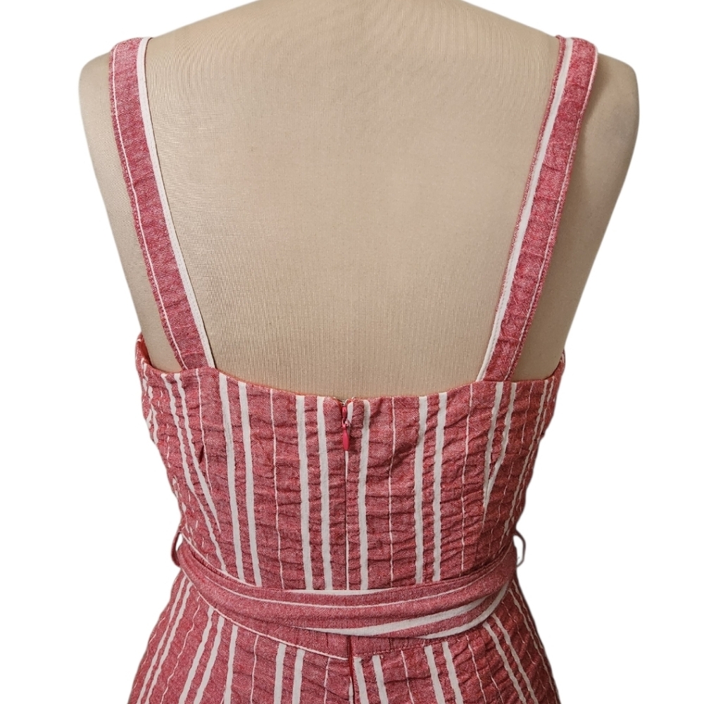 LOST + WANDER x ANTHROPOLOGIE "Robin" Striped Seersucker Wide Jumpsuit - Size M - Picture 11 of 16